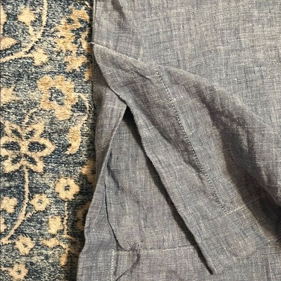 Athleta Retreat Linen Wide Leg Pants Blue Linen Pockets Boho Minimalist Coastal - Picture 13 of 16